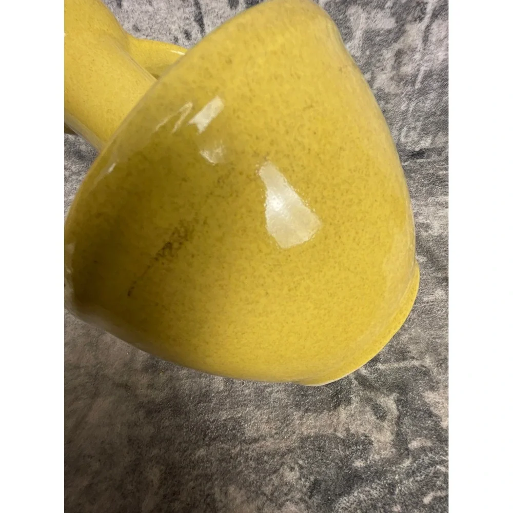Vtg Pfaltzgraff Kitchen 64oz Pitcher 70s Mustard‎ Yellow Speckled Jug Farmhouse